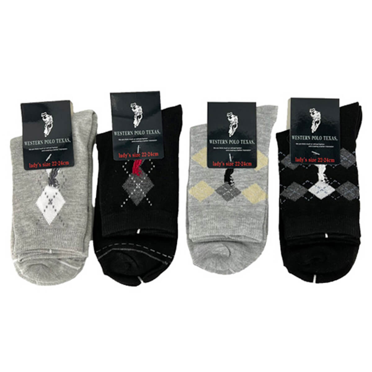 【まとめ買い】WESTERN POLO 婦人 綿混 カジュアルソックス アーガイル 1523/000149