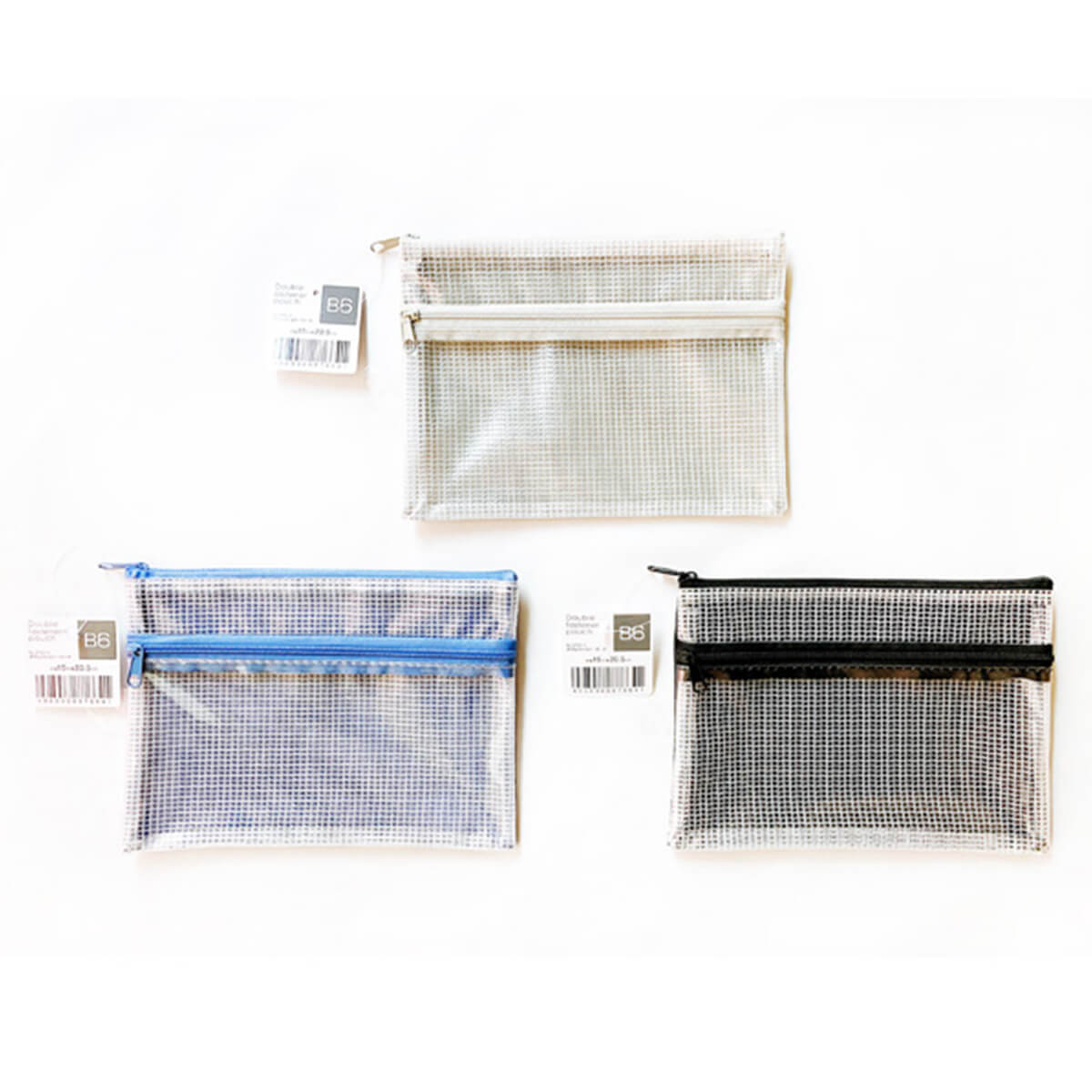 【まとめ買い】メッシュポーチ クリアポーチ Wファスナーポーチ B6 0892/009949