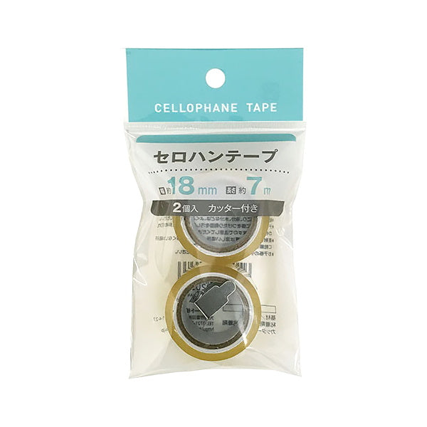 【まとめ買い】セロハンテープ 2P カッター付 18mmx7m 0565/018389