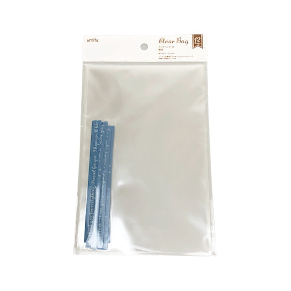 【まとめ買い】ギフトバッグ プレゼント用バッグ ラッピング袋 クリアバッグ 12P 無地 M 0356/020367