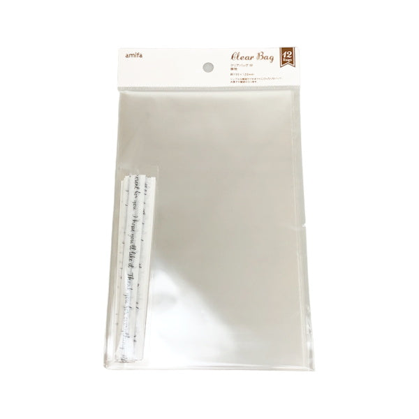 【まとめ買い】ギフトバッグ プレゼント用バッグ ラッピング袋 クリアバッグ 12P 無地 M 0356/020367
