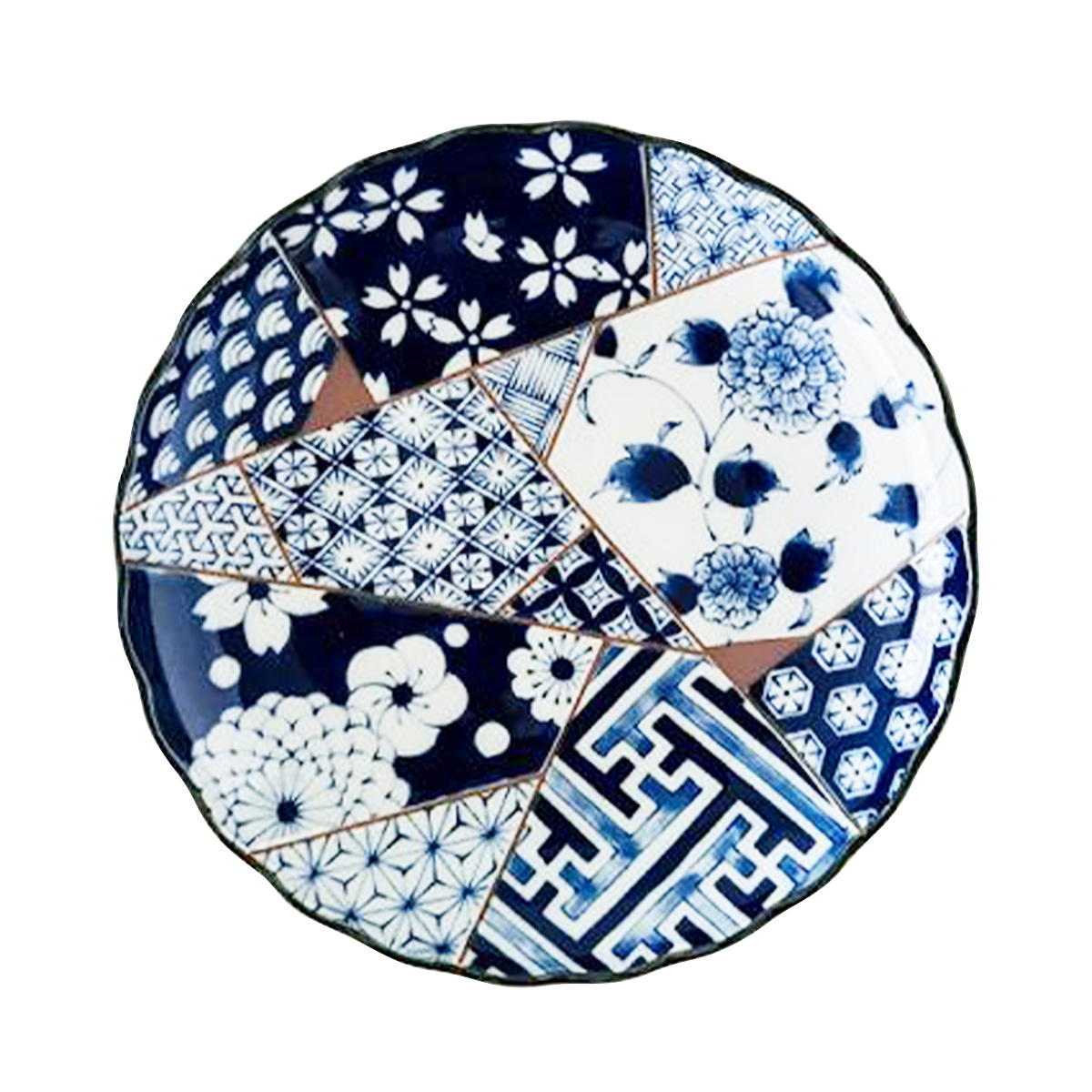 【まとめ買い】Tokinone PB.藍友禅菊型8.0皿 0530/021198