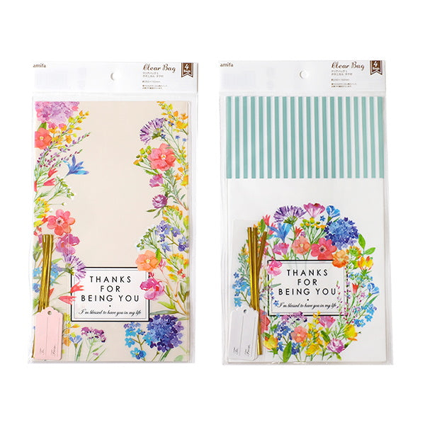 【まとめ買い】ラッピング用クリアバッグ 4P ボタニカル L 0356/023674