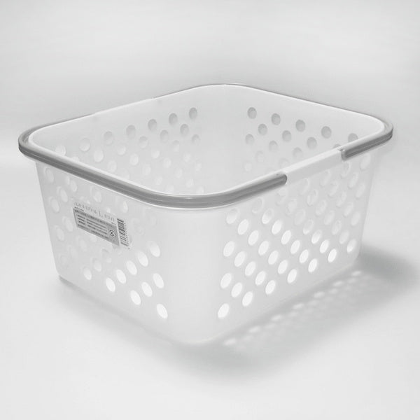 【まとめ買い】収納ボックス 収納ケース ストック収納 ハンドルバスケット L ホワイト 24×28.5×13.5cm 9001/024219
