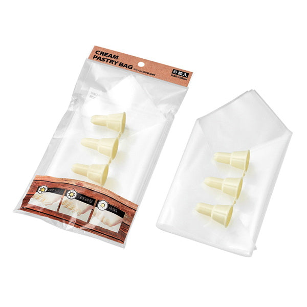 【まとめ買い】クリームしぼり袋 6枚入 口金付 0330/029279