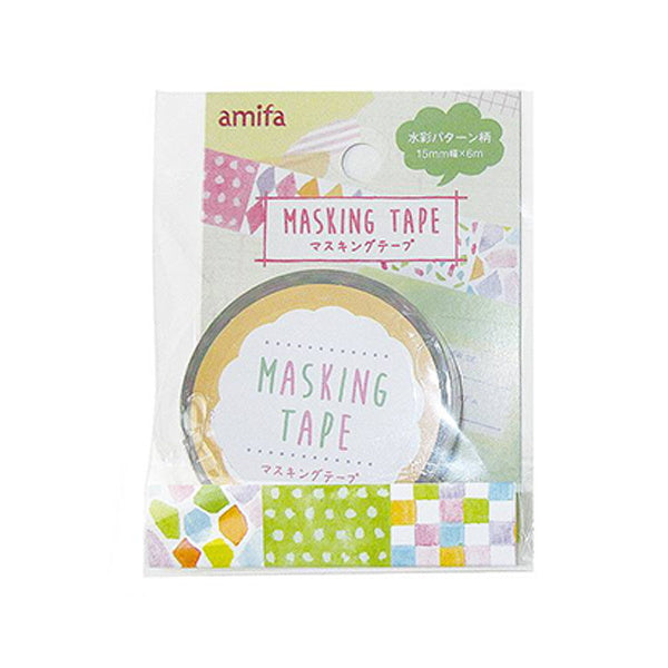 【まとめ買い】マスキングテープ 水彩パターン 15mm×6m 0356/029892