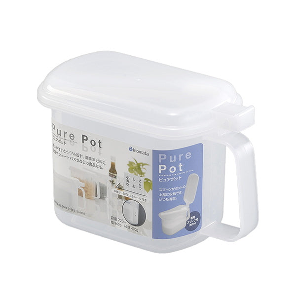 【まとめ買い】粉物ケース ストックケース 砂糖 小麦粉 塩 ピュアポット スプーン付 ホワイト 0978/031614