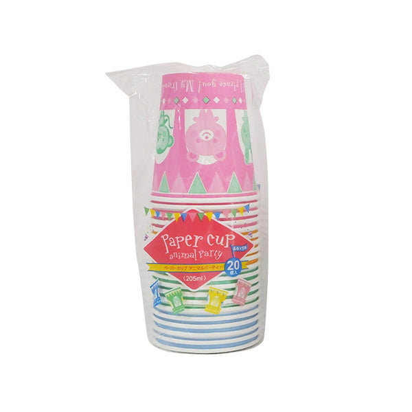 【まとめ買い】紙コップ ペーパーカップ アニマルパーティー 20個 205ml 0490/032619