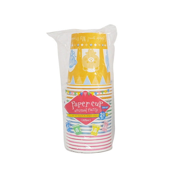 【まとめ買い】紙コップ ペーパーカップ アニマルパーティー 20個 205ml 0490/032619