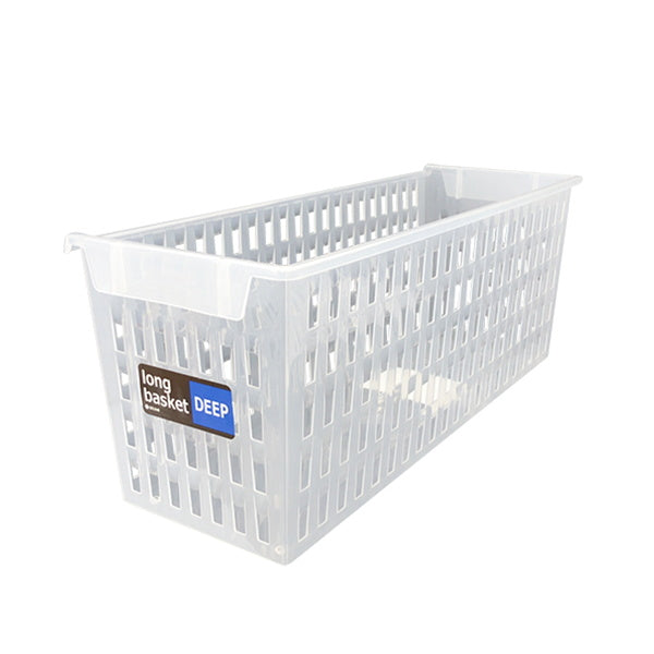 【まとめ買い】書類収納 収納ケース ロングバスケット 深型 クリア 0347/037787