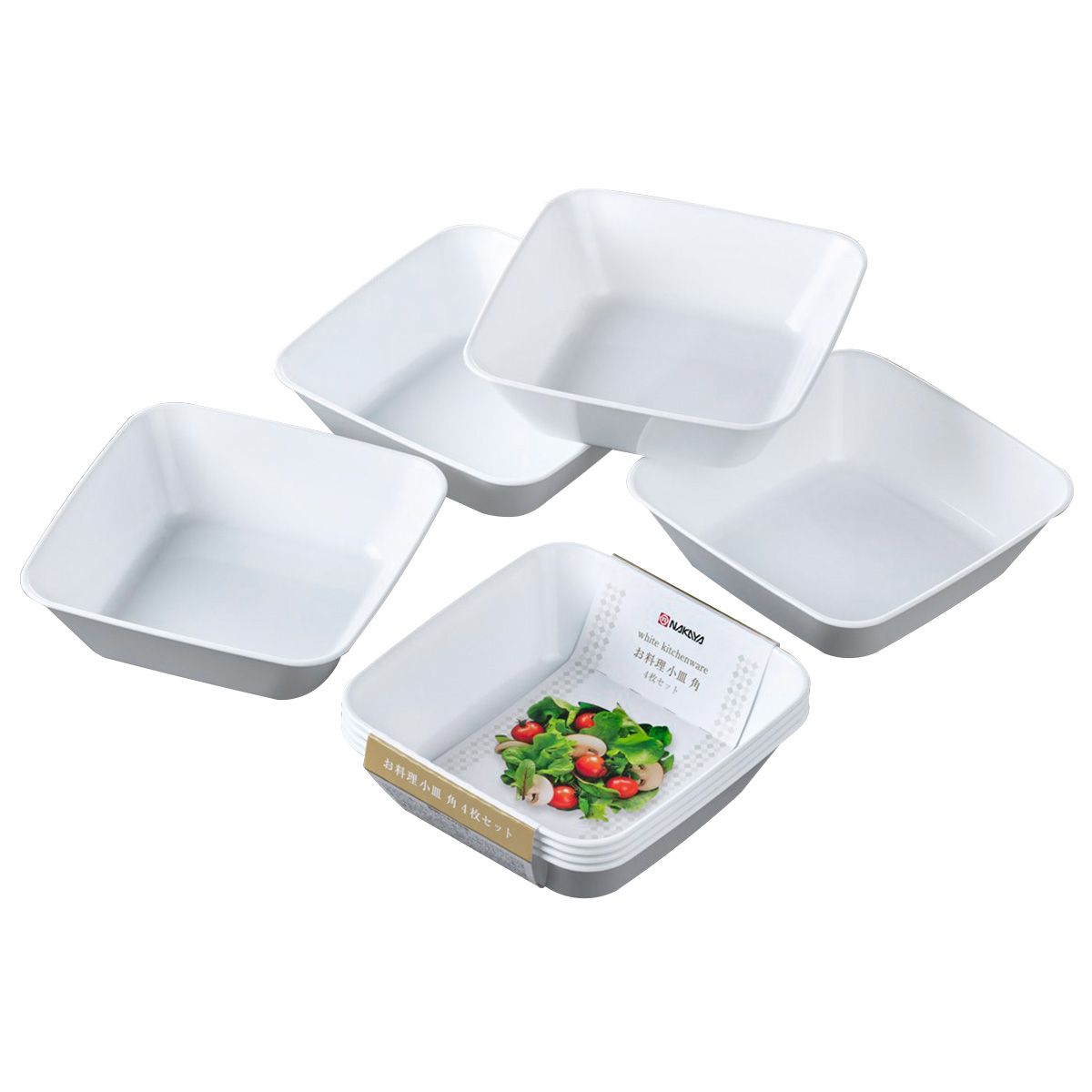 【まとめ買い】お料理小皿/角 4Pホワイト 0523/038480