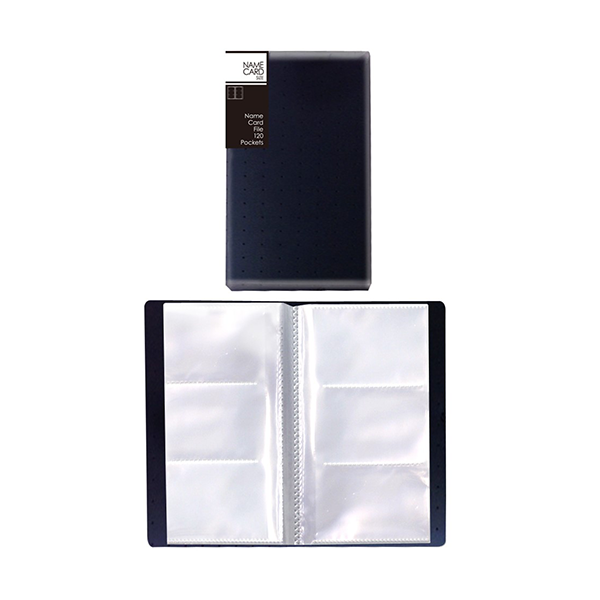 【まとめ買い】PB.名刺ファイル 3段 120P ケース付 ブラック 1377/046047