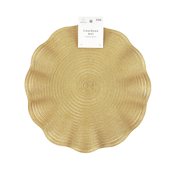 【まとめ買い】ランチマット インテリアマット Tokinone PB.フリルランチョンマット マスタード 直径約38cm 9001/057526