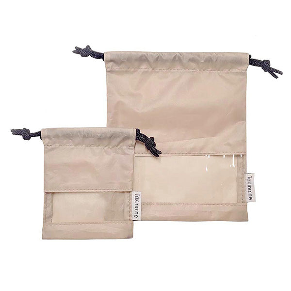 【まとめ買い】巾着袋 バッグインバッグ 巾着バッグ Tokinone PB.窓付き巾着ポーチ2枚組 ベージュ 9001/057933