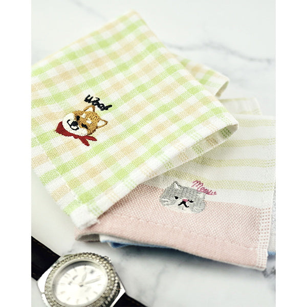 【まとめ買い】ミニタオル ハンドタオル 表ガーゼ・裏パイル タオルハンカチ 犬 刺繍入 20×20cm 0474/062131