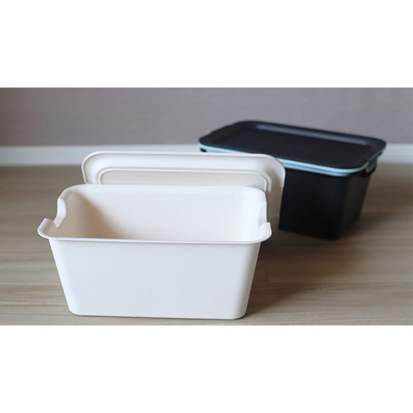 【まとめ買い】収納ケース 収納バスケット プラケース プレーンボックス プレーンボックス フタ付 M ライトブルー 1847/062950