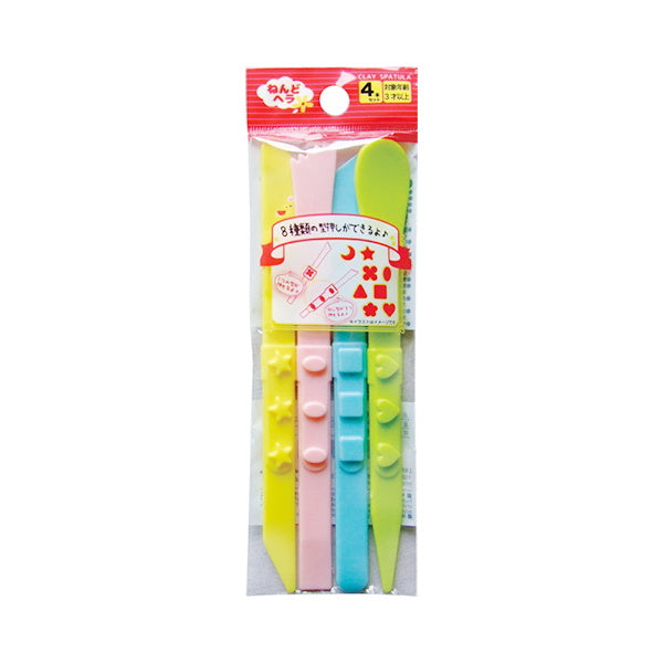 【まとめ買い】粘土へら 8種類の型押しができるねんどヘラ 4本入 0474/062986