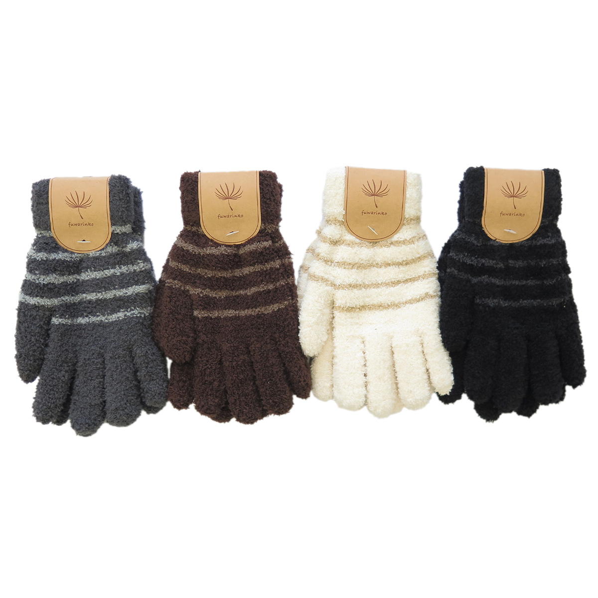 【まとめ買い】ふわりんこ手袋ボーダー1380/063546