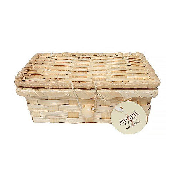 【まとめ買い】バスケット かご 小物入れ 竹製 バンブーふた付収納ボックス 0599/065398