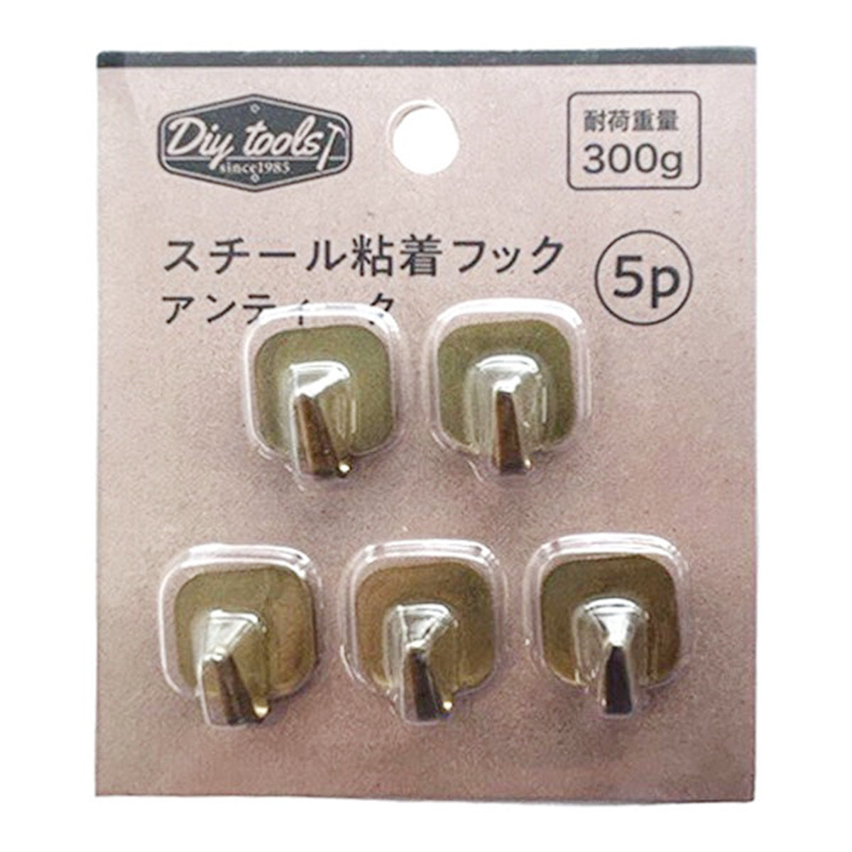 【まとめ買い】スチール粘着フック 四角 アンティーク 5P NF-1 0948/076745