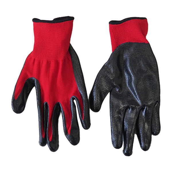 【まとめ買い】ニトリル手袋 軍手 背抜きて手袋 ガーデニンググローブ PB.ニトリル背抜き手袋 L レッド 1380/077583