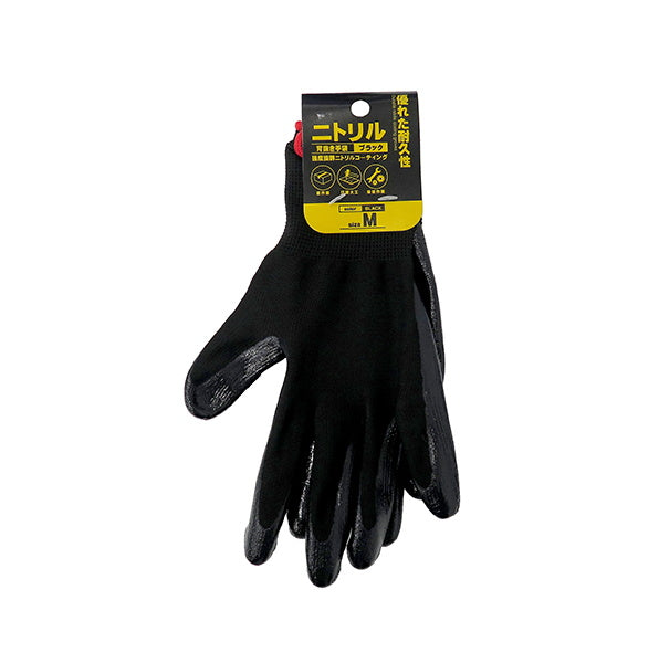 【まとめ買い】ニトリル手袋 軍手 背抜きて手袋 ガーデニンググローブ PB.ニトリル背抜き手袋 M ブラック 1380/077585