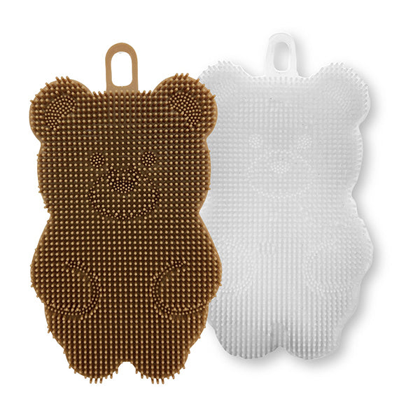 【まとめ買い】食器用スポンジ 台所用スポンジ シリコンブラシ 2Pセット クマ 1625/214244