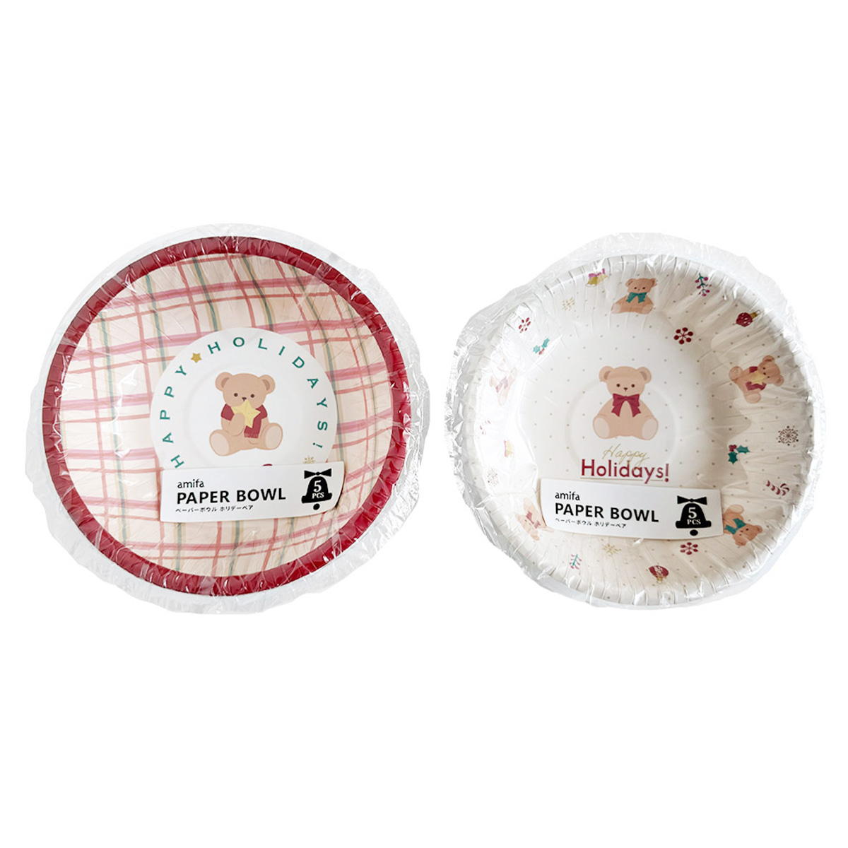 【まとめ買い】ペーパーボウル 5P ホリデーベア0356/302046