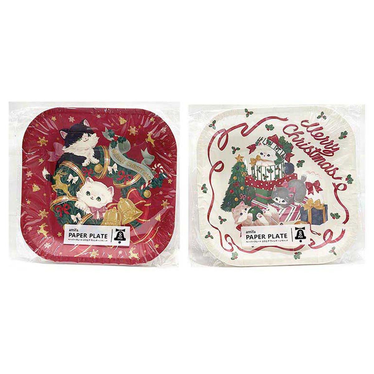 【まとめ買い】ペーパープレート 8P スクエア ヴィンテージキャット0356/302317