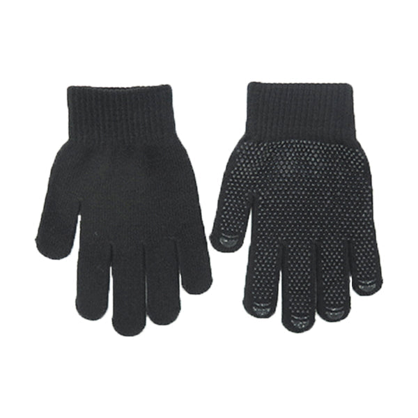 【まとめ買い】手袋 ストレッチ素材すべり止め付きのびのび手袋 黒 1380/303700
