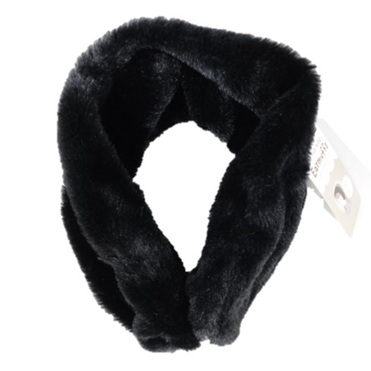 【まとめ買い】耳あて エコファー ふわふわ ワイドイヤーマフ ブラック 9001/304181