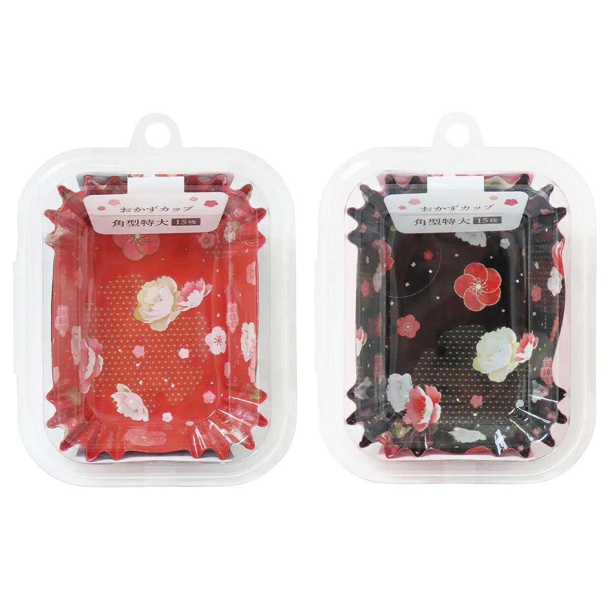 【まとめ買い】おかずカップ花みやび柄角型特大15枚 0490/305189