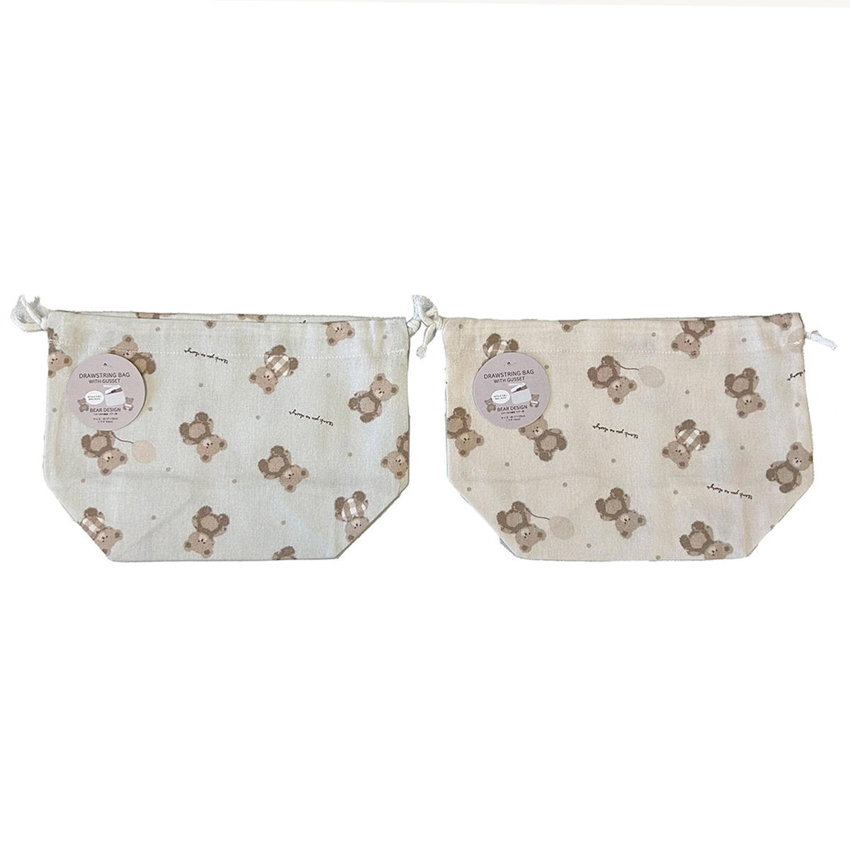 【まとめ買い】マチつき巾着袋 ベアー柄9001/307952