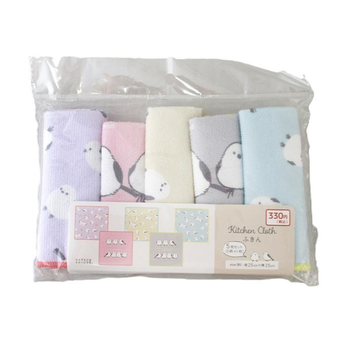 【まとめ買い】ふきん 5枚 シマエナガ柄 0834/309671
