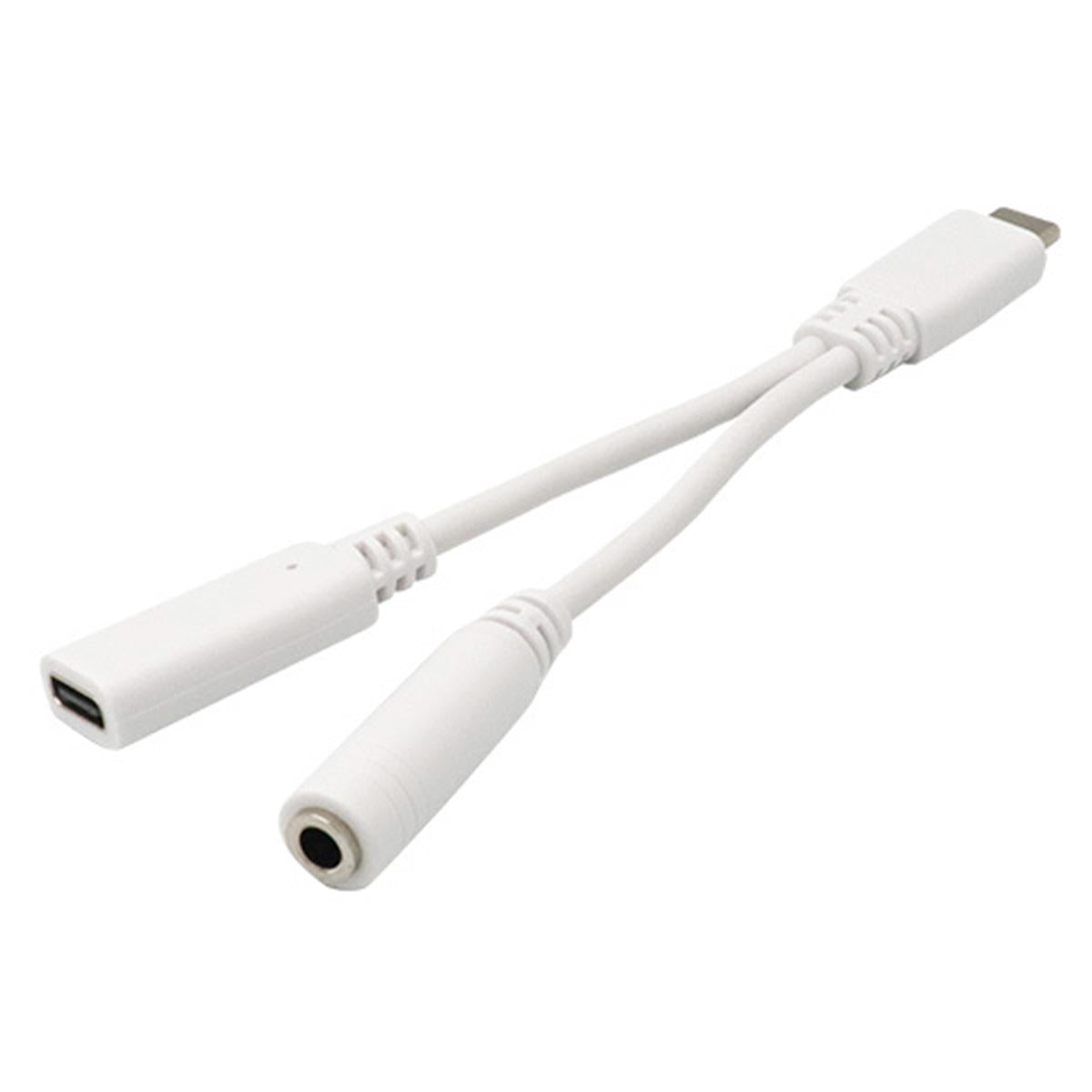 【まとめ買い】Type-C→イヤホンジャック変換アダプタ 2股9001/319201