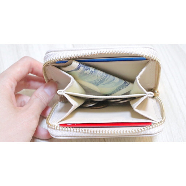 【まとめ買い】財布 ミニ レディース 小銭入れ コンパクト スクエア財布ミニ ブラック アイボリー 10.5x8.5x2.5cm 1523/323459
