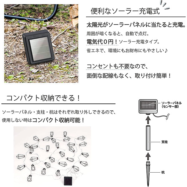 【まとめ買い】【WEB限定】 ストリングライト 武田コーポレーション ソーラー 自動点灯 ソーラーキャンプ クリスタル SCCR22-30 1401/324017
