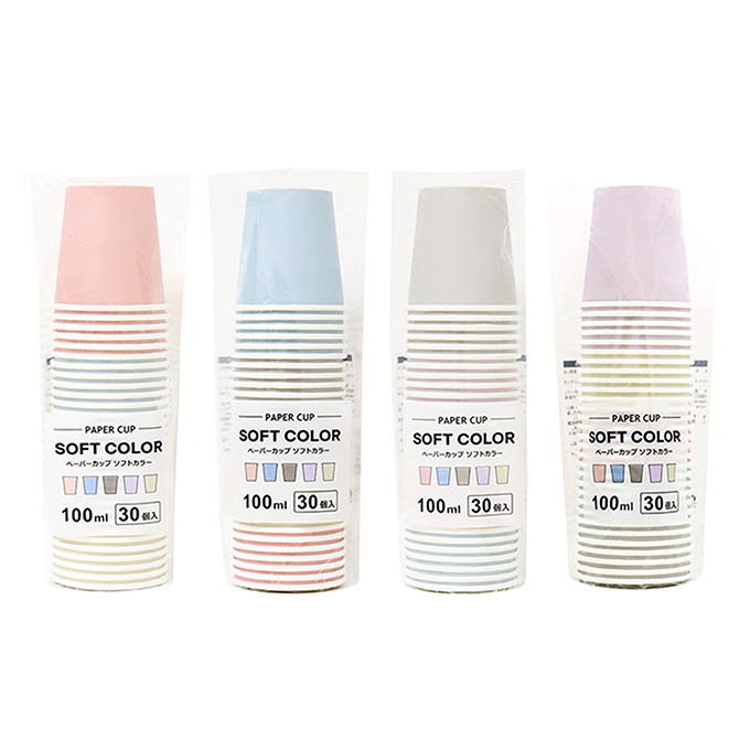 【まとめ買い】ペーパーカップソフトカラー 100ml 30個 0490/327602