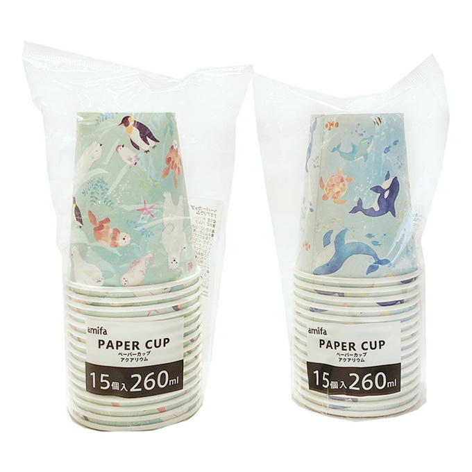 【まとめ買い】ペーパーカップ 260ml 15P アクアリウム 9001/327824