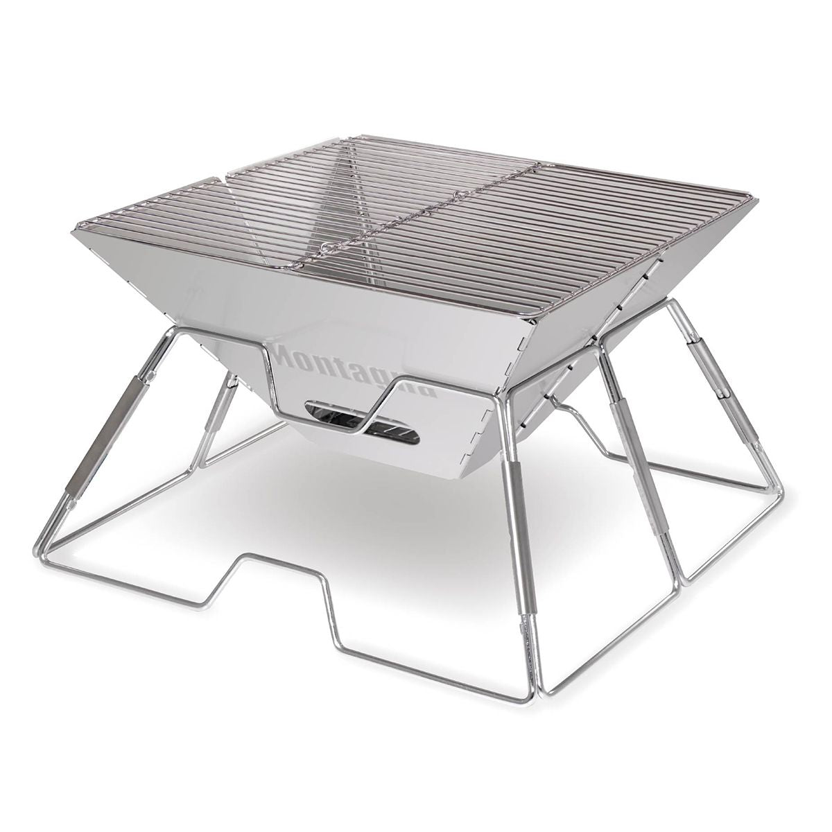 【まとめ買い】【WEB限定】バーベキューコンロ 折りたたみ式 グリル ピラミッド型 コンパクト収納 Montagna モンターナ HAC2893 シルバー 1571/328527