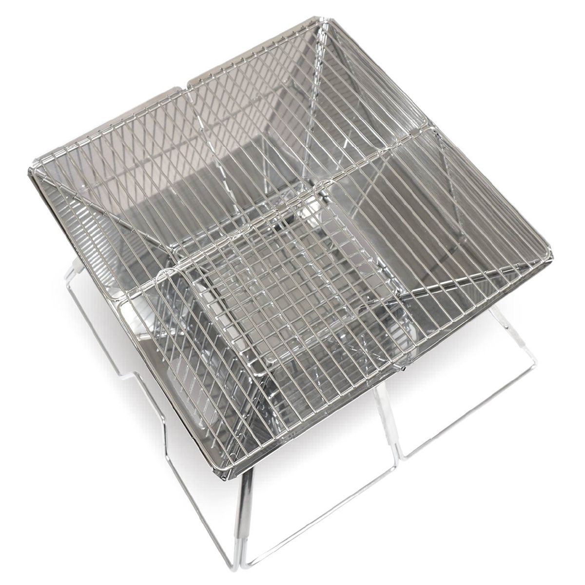 【まとめ買い】【WEB限定】バーベキューコンロ 折りたたみ式 グリル ピラミッド型 コンパクト収納 Montagna モンターナ HAC2893 シルバー 1571/328527