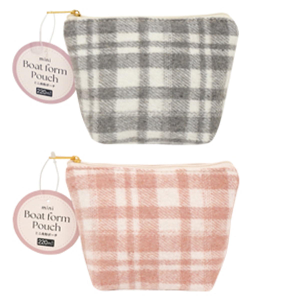 【まとめ買い】ミニ舟形ポーチチェック柄 0936/329177