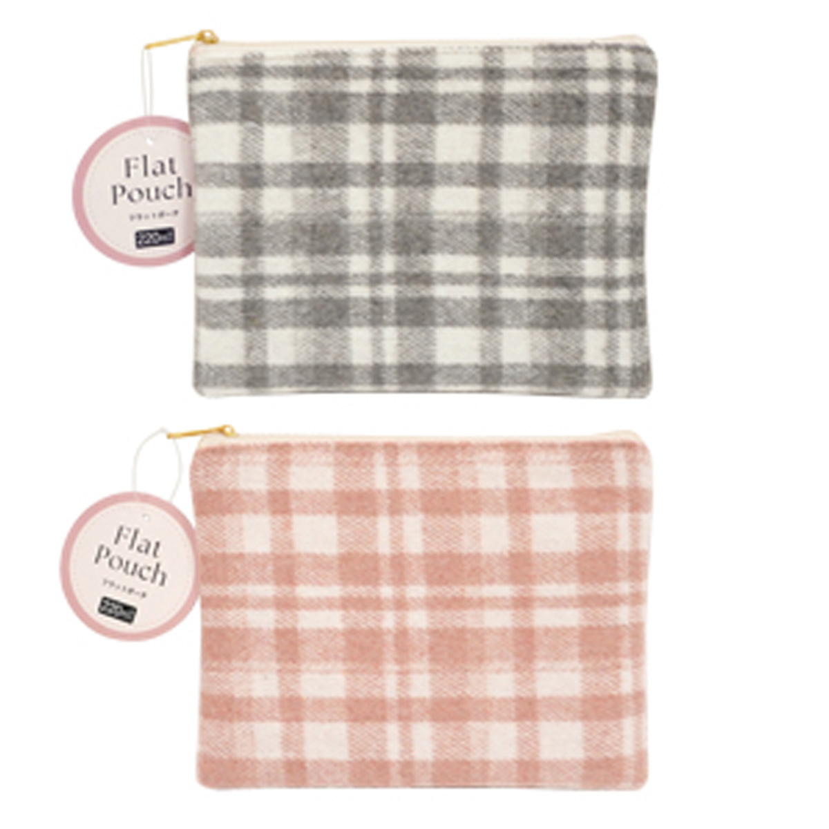 【まとめ買い】フラットポーチチェック柄 0936/329178