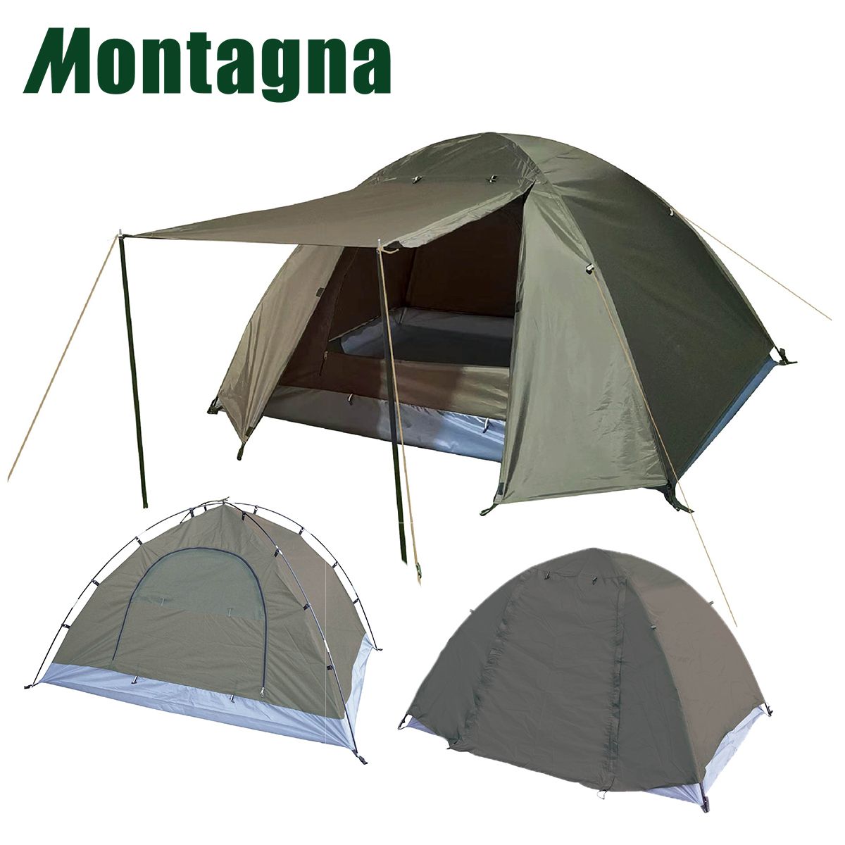 【まとめ買い】テント ドーム型 組立て式マルチドームテント 2人用 HAC3557 Montagna モンターナ 簡単設営 簡易テント キャンプテント アッシュグレー 1571/329696