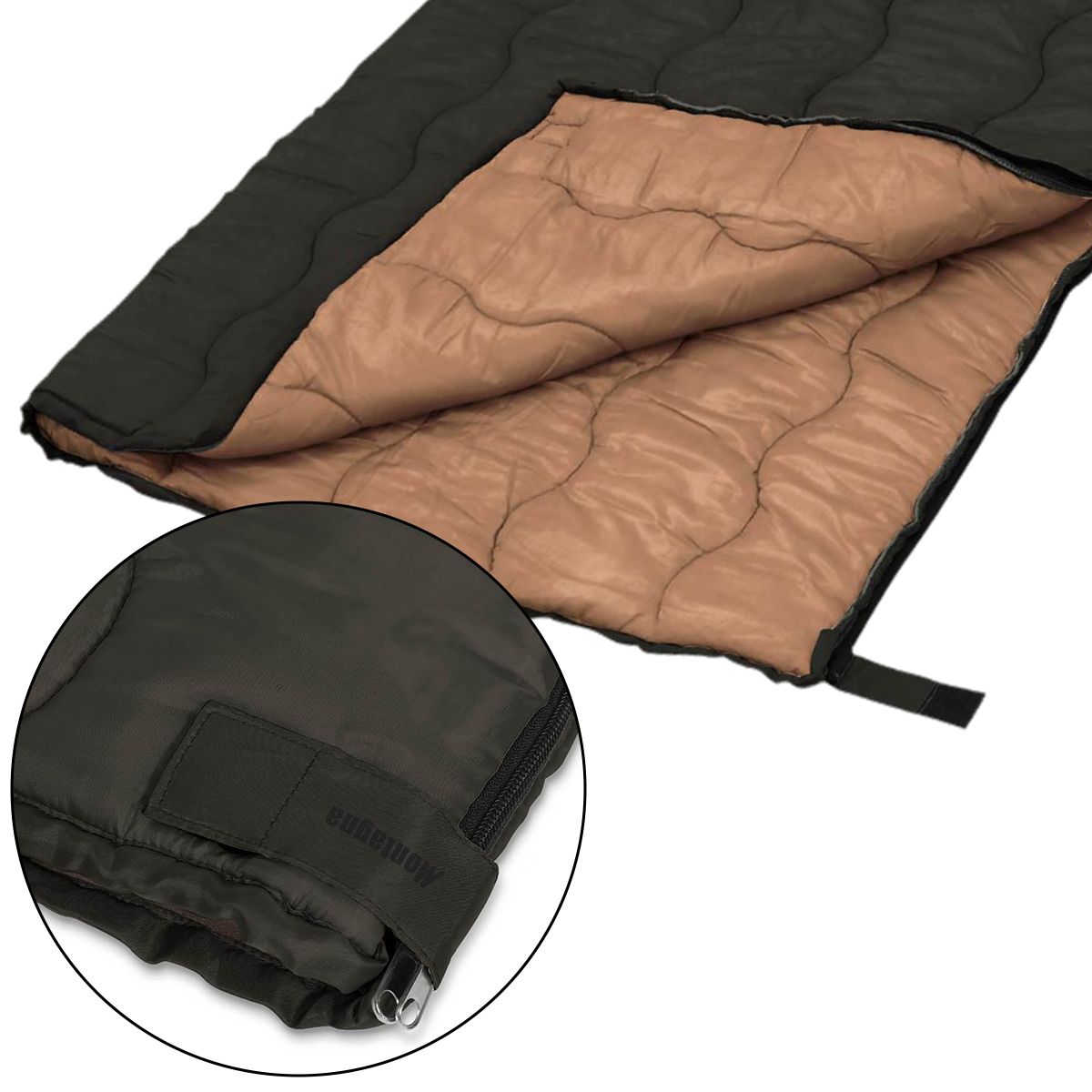 【まとめ買い】寝袋 シュラフ 冬用 シングル Montagna モンターナ レクタングラーシュラフ ブラック HAC3559 1571/329702