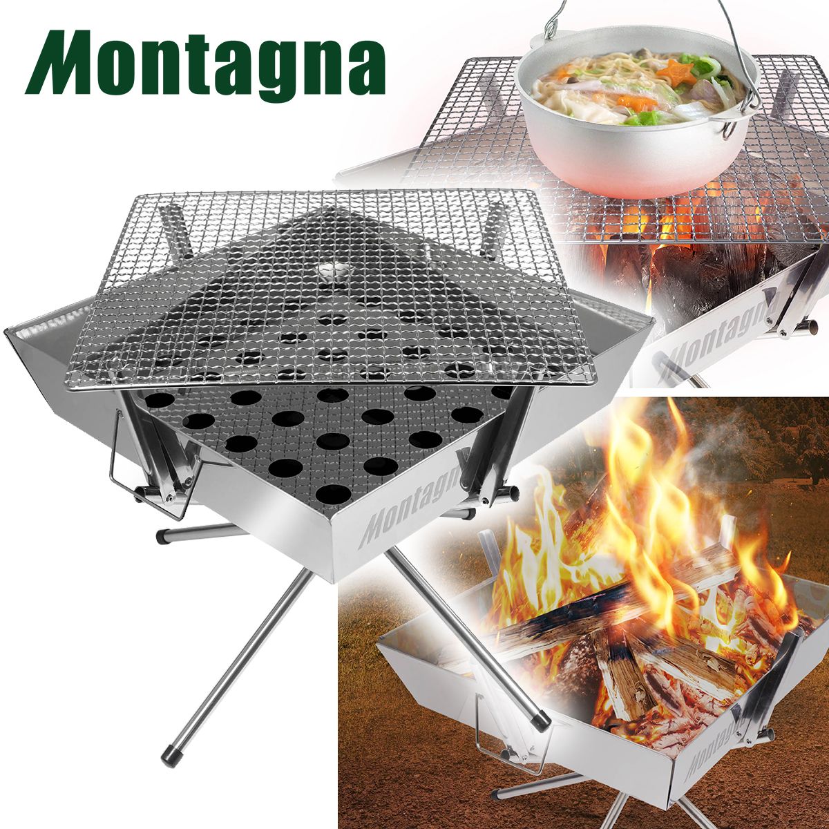 【まとめ買い】バーベキューグリル 焚き火 BBQグリル アウトドアコンロ Montagna モンターナ HAC2892 焚き火台 BBQコンロ 1571/329708