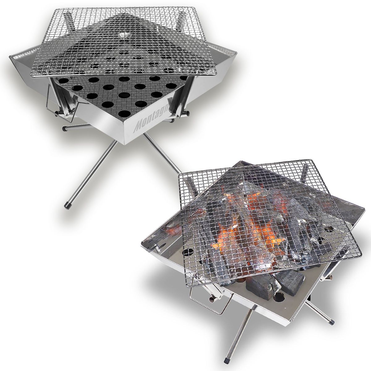 【まとめ買い】バーベキューグリル 焚き火 BBQグリル アウトドアコンロ Montagna モンターナ HAC2892 焚き火台 BBQコンロ 1571/329708