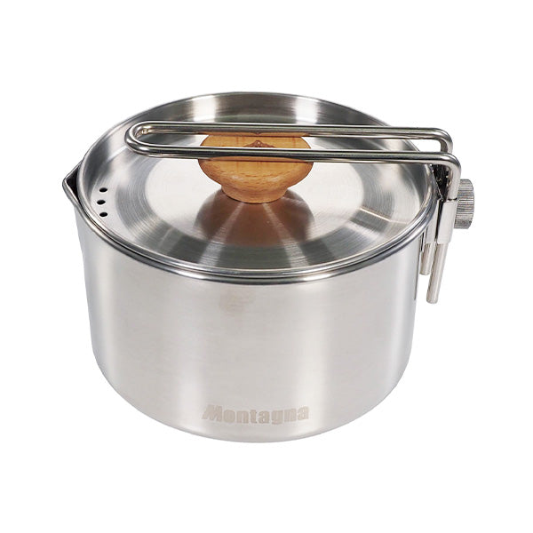 【まとめ買い】アウトドアクッカー ケトルクッカー 直径12cm 片手鍋 ステンレス 取手 フタ 収納袋付 Montagna モンターナ HAC3427 1571/329726