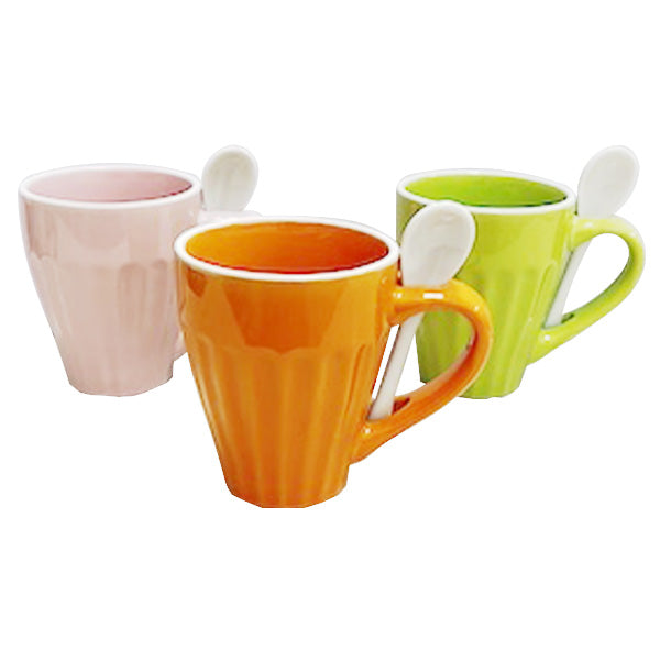 【まとめ買い】マグカップ コップ スプーン付きマグカップ ポップ レンジ可 食洗機可 9001/329772