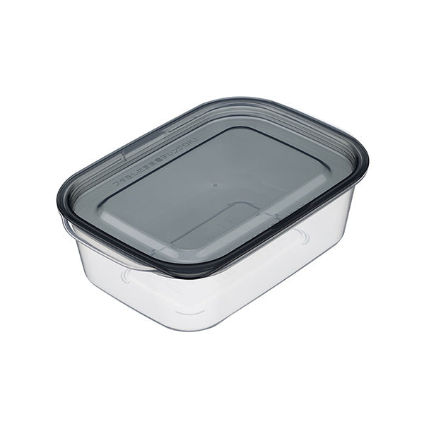 【まとめ買い】食品保存容器 フードストッカー ストック容器 楽ちんパック 角型 600ml クリアーブラック 0978/330335